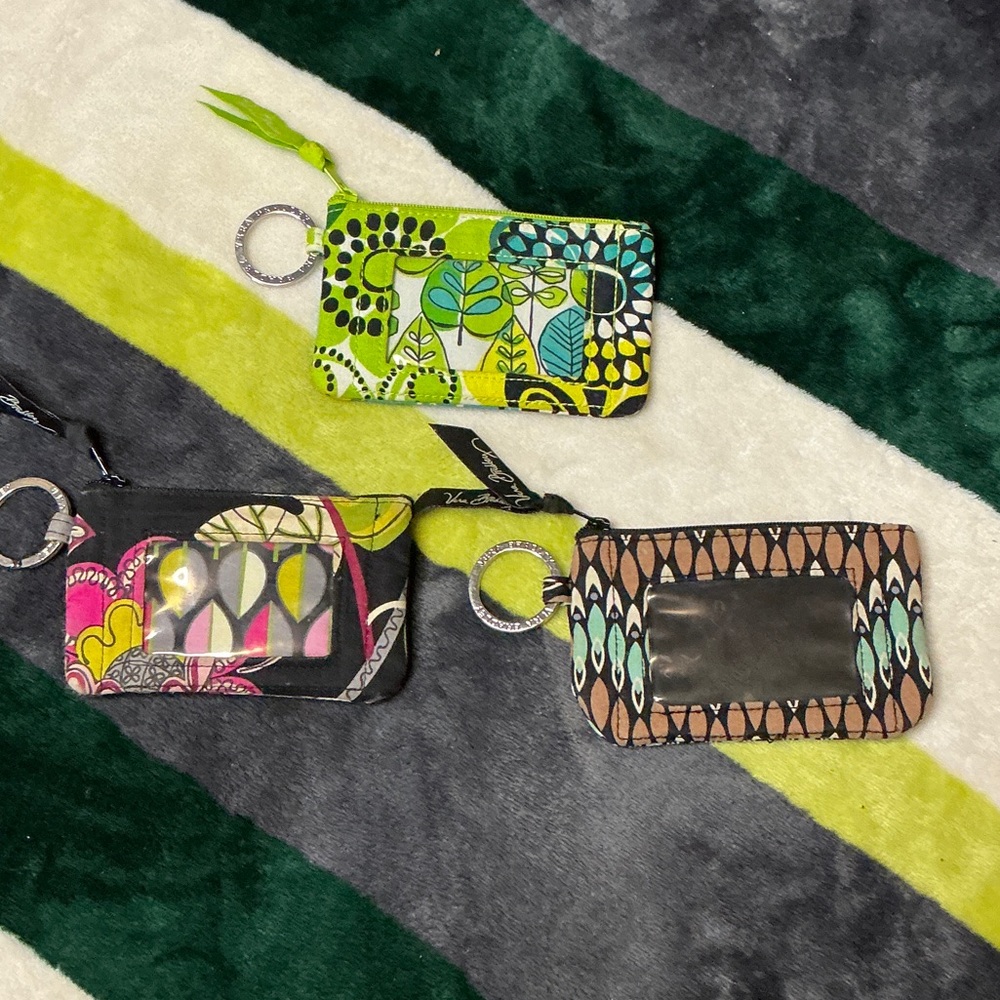 Vera Bradley Trio of Patterned ID Holders in Green, Pink & Brown